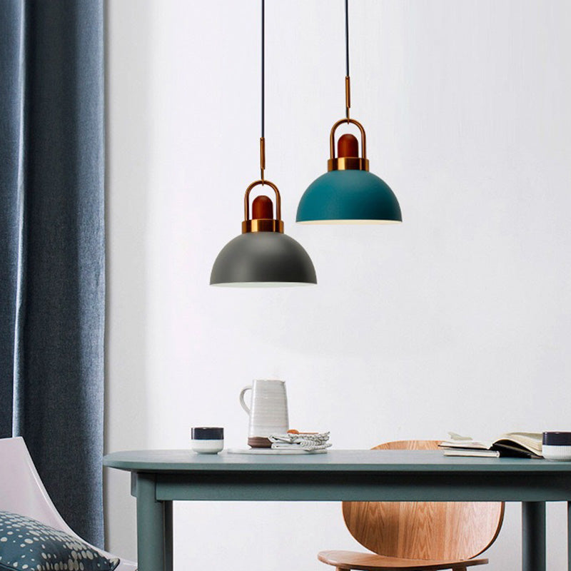 1-Light Bowl Pendant Lamp Nordic Macarons Style Metal Restaurant Hanging Lamp Clearhalo 'Ceiling Lights' 'Modern Pendants' 'Modern' 'Pendant Lights' 'Pendants' Lighting' 2579510