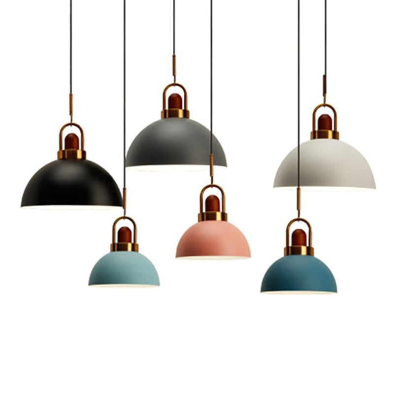 1-Light Bowl Pendant Lamp Nordic Macarons Style Metal Restaurant Hanging Lamp Clearhalo 'Ceiling Lights' 'Modern Pendants' 'Modern' 'Pendant Lights' 'Pendants' Lighting' 2579514