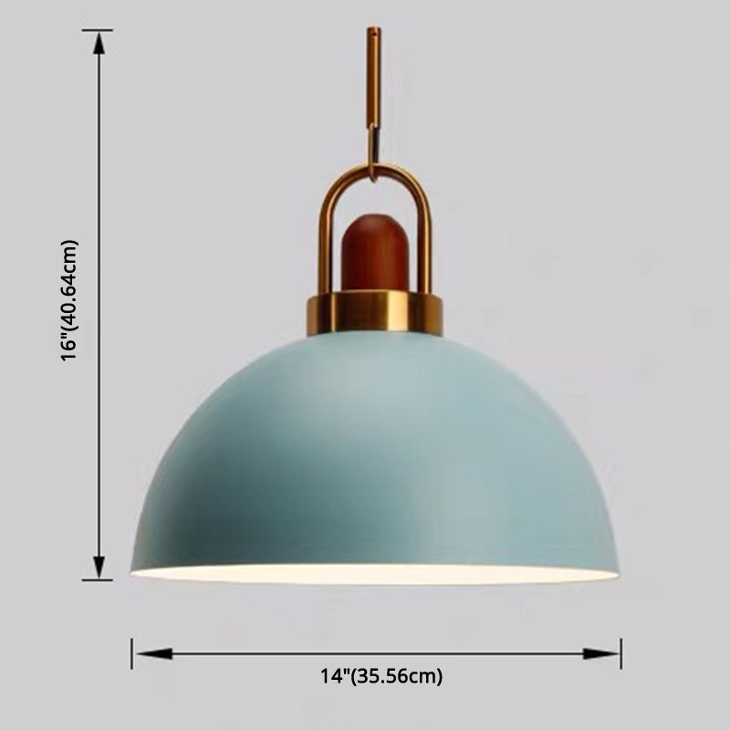 1-Light Bowl Pendant Lamp Nordic Macarons Style Metal Restaurant Hanging Lamp Clearhalo 'Ceiling Lights' 'Modern Pendants' 'Modern' 'Pendant Lights' 'Pendants' Lighting' 2579515