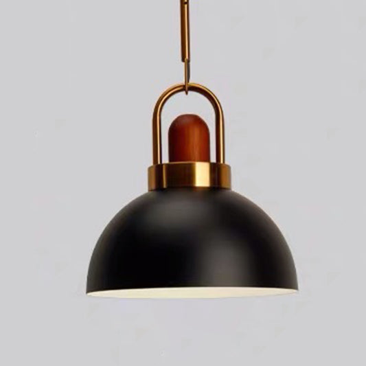 1-Light Bowl Pendant Lamp Nordic Macarons Style Metal Restaurant Hanging Lamp Black 10" Clearhalo 'Ceiling Lights' 'Modern Pendants' 'Modern' 'Pendant Lights' 'Pendants' Lighting' 2579516