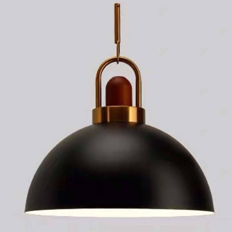 1-Light Bowl Pendant Lamp Nordic Macarons Style Metal Restaurant Hanging Lamp Black 14" Clearhalo 'Ceiling Lights' 'Modern Pendants' 'Modern' 'Pendant Lights' 'Pendants' Lighting' 2579527