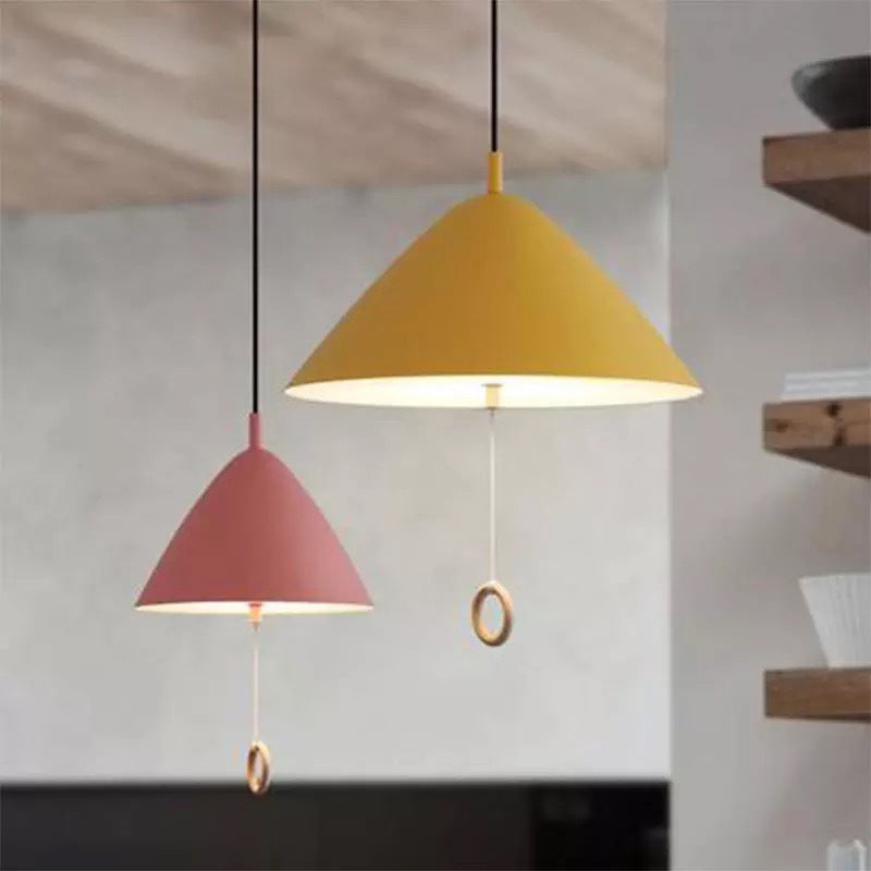 Modern Macarons Tapered Pendant Light Metal 1-Light Pendant Lighting with Pull Ring Clearhalo 'Ceiling Lights' 'Modern Pendants' 'Modern' 'Pendant Lights' 'Pendants' Lighting' 2579537