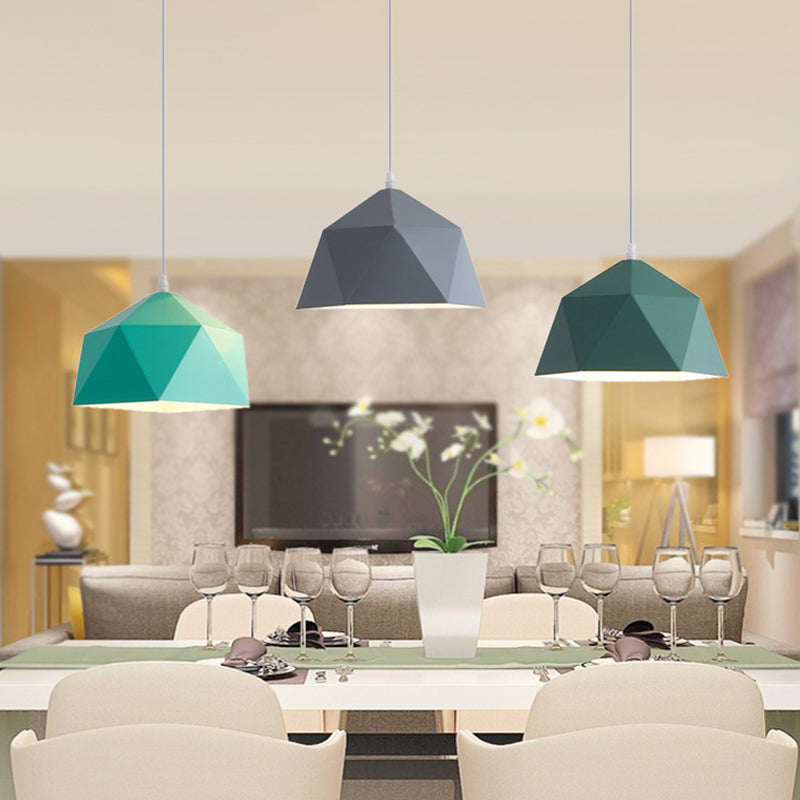 1-Light Diamond Pendant Lamp Nordic Macarons Style Metal Dining Room Hanging Lamp Clearhalo 'Ceiling Lights' 'Modern Pendants' 'Modern' 'Pendant Lights' 'Pendants' Lighting' 2579559