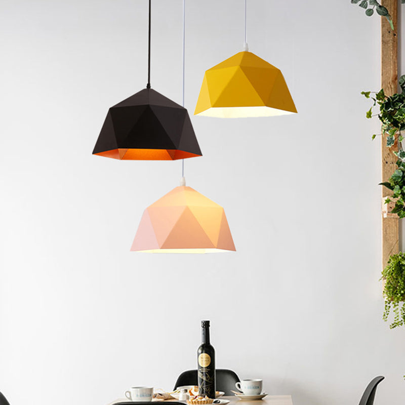 1-Light Diamond Pendant Lamp Nordic Macarons Style Metal Dining Room Hanging Lamp Clearhalo 'Ceiling Lights' 'Modern Pendants' 'Modern' 'Pendant Lights' 'Pendants' Lighting' 2579560