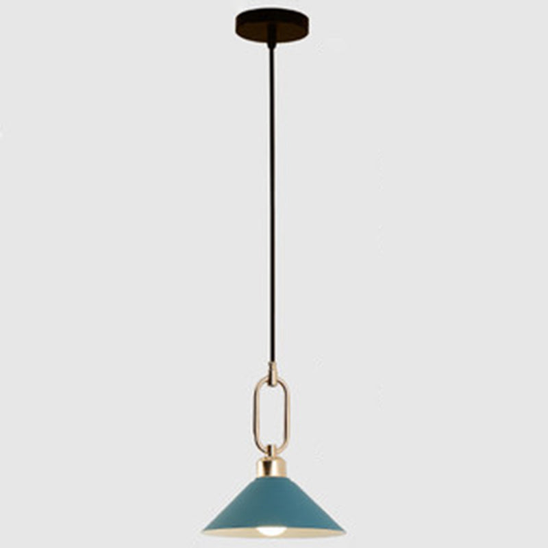 Modern Macarons Umbrella Shade Pendant Light Metal Pendant Lighting with Metal Ring Blue Round Clearhalo 'Ceiling Lights' 'Modern Pendants' 'Modern' 'Pendant Lights' 'Pendants' Lighting' 2579588