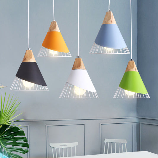 1-Light Wire Cage Pendant Lamp Nordic Macarons Style Metal Living Room Hanging Lamp Clearhalo 'Ceiling Lights' 'Modern Pendants' 'Modern' 'Pendant Lights' 'Pendants' Lighting' 2579630