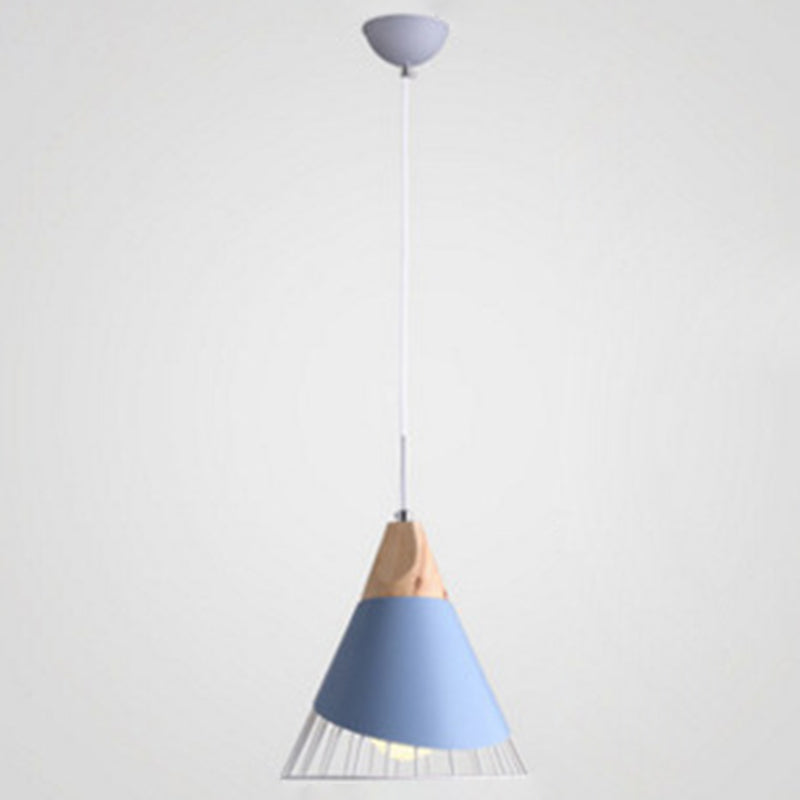 1-Light Wire Cage Pendant Lamp Nordic Macarons Style Metal Living Room Hanging Lamp Blue Clearhalo 'Ceiling Lights' 'Modern Pendants' 'Modern' 'Pendant Lights' 'Pendants' Lighting' 2579634