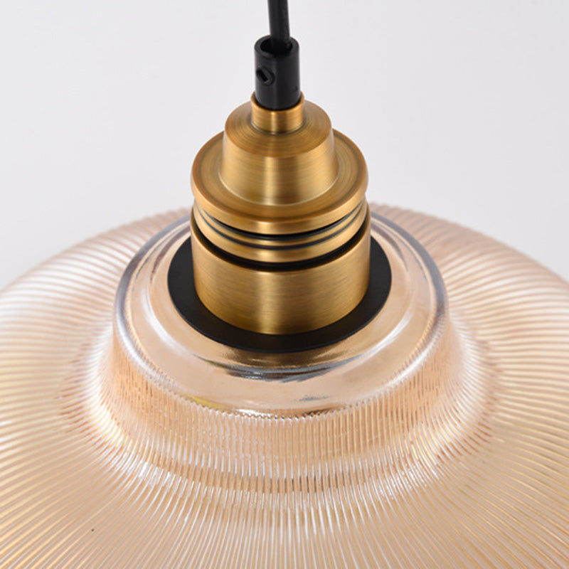 Retro Industrial 1 Light Pendant Prismatic Glass Dome Pendant Lighting for Living Room Clearhalo 'Ceiling Lights' 'Glass shade' 'Glass' 'Industrial Pendants' 'Industrial' 'Middle Century Pendants' 'Pendant Lights' 'Pendants' 'Tiffany' Lighting' 2579667