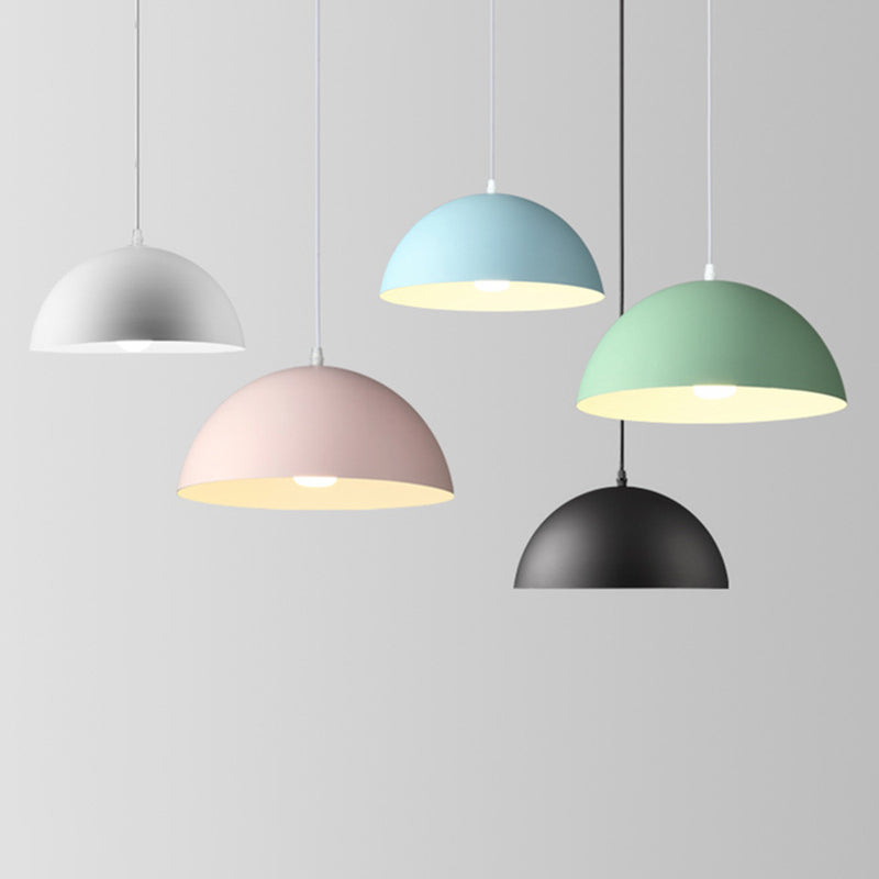 Metal Ribbed Dome Hanging Light 1-Light Nordic Minimalist Style Hanging Lamp for Restaurant Clearhalo 'Ceiling Lights' 'Modern Pendants' 'Modern' 'Pendant Lights' 'Pendants' Lighting' 2579685