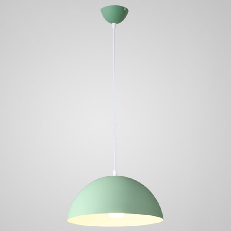 Metal Ribbed Dome Hanging Light 1-Light Nordic Minimalist Style Hanging Lamp for Restaurant Green 12" Clearhalo 'Ceiling Lights' 'Modern Pendants' 'Modern' 'Pendant Lights' 'Pendants' Lighting' 2579688