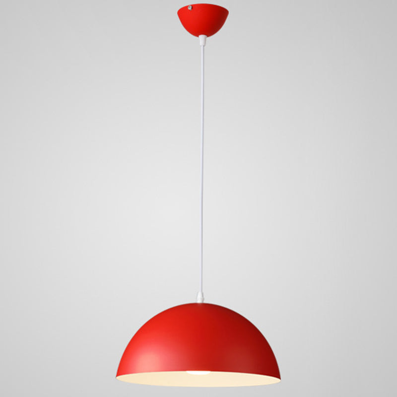 Metal Ribbed Dome Hanging Light 1-Light Nordic Minimalist Style Hanging Lamp for Restaurant Red 12" Clearhalo 'Ceiling Lights' 'Modern Pendants' 'Modern' 'Pendant Lights' 'Pendants' Lighting' 2579690