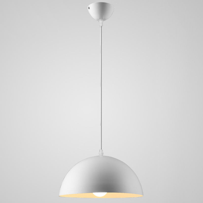 Metal Ribbed Dome Hanging Light 1-Light Nordic Minimalist Style Hanging Lamp for Restaurant White 12" Clearhalo 'Ceiling Lights' 'Modern Pendants' 'Modern' 'Pendant Lights' 'Pendants' Lighting' 2579700