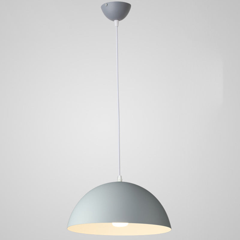 Metal Ribbed Dome Hanging Light 1-Light Nordic Minimalist Style Hanging Lamp for Restaurant Grey 14" Clearhalo 'Ceiling Lights' 'Modern Pendants' 'Modern' 'Pendant Lights' 'Pendants' Lighting' 2579701