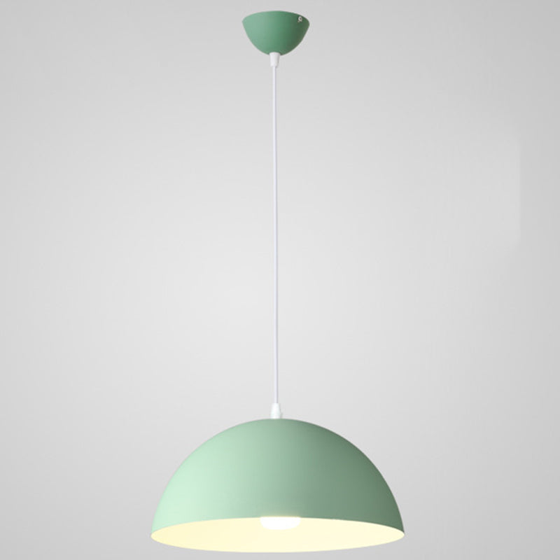 Metal Ribbed Dome Hanging Light 1-Light Nordic Minimalist Style Hanging Lamp for Restaurant Green 14" Clearhalo 'Ceiling Lights' 'Modern Pendants' 'Modern' 'Pendant Lights' 'Pendants' Lighting' 2579704