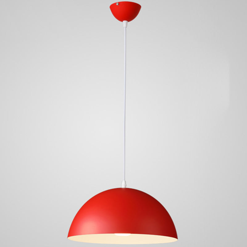 Metal Ribbed Dome Hanging Light 1-Light Nordic Minimalist Style Hanging Lamp for Restaurant Red 14" Clearhalo 'Ceiling Lights' 'Modern Pendants' 'Modern' 'Pendant Lights' 'Pendants' Lighting' 2579706