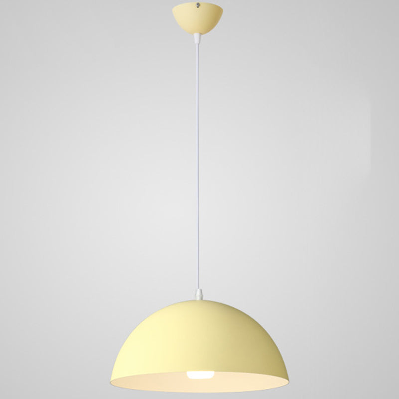 Metal Ribbed Dome Hanging Light 1-Light Nordic Minimalist Style Hanging Lamp for Restaurant Yellow 14" Clearhalo 'Ceiling Lights' 'Modern Pendants' 'Modern' 'Pendant Lights' 'Pendants' Lighting' 2579708