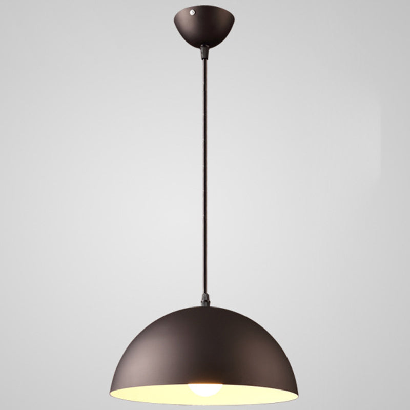 Metal Ribbed Dome Hanging Light 1-Light Nordic Minimalist Style Hanging Lamp for Restaurant Black 14" Clearhalo 'Ceiling Lights' 'Modern Pendants' 'Modern' 'Pendant Lights' 'Pendants' Lighting' 2579710