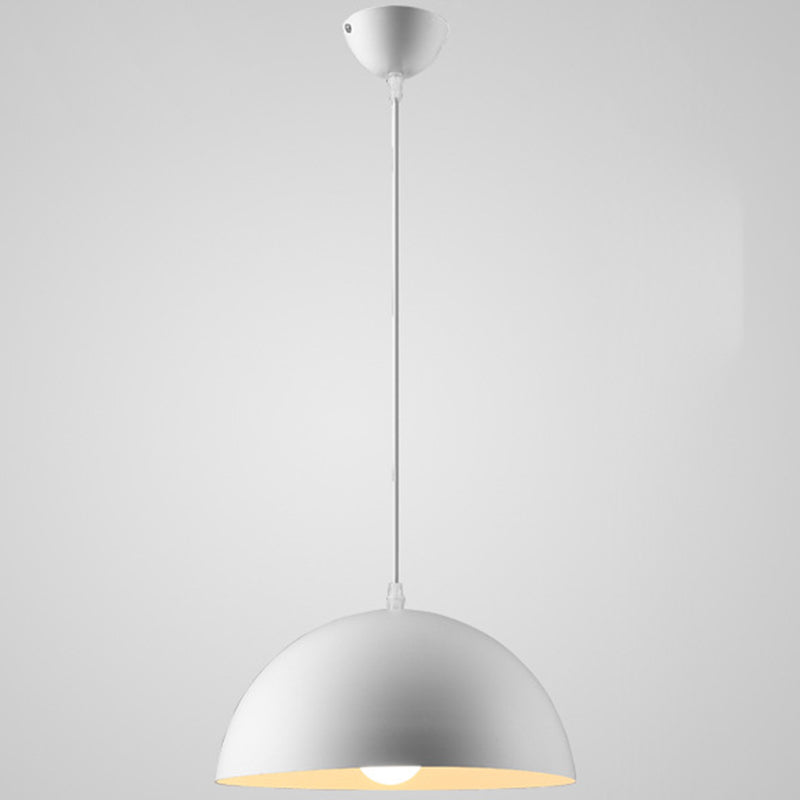 Metal Ribbed Dome Hanging Light 1-Light Nordic Minimalist Style Hanging Lamp for Restaurant White 14" Clearhalo 'Ceiling Lights' 'Modern Pendants' 'Modern' 'Pendant Lights' 'Pendants' Lighting' 2579715