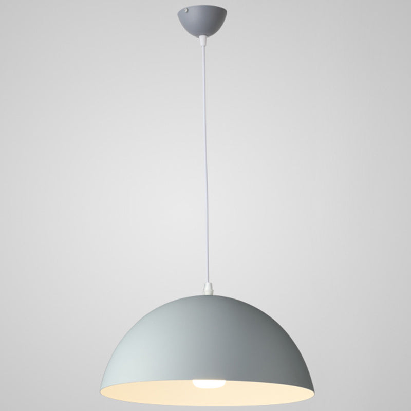 Metal Ribbed Dome Hanging Light 1-Light Nordic Minimalist Style Hanging Lamp for Restaurant Grey 16" Clearhalo 'Ceiling Lights' 'Modern Pendants' 'Modern' 'Pendant Lights' 'Pendants' Lighting' 2579717