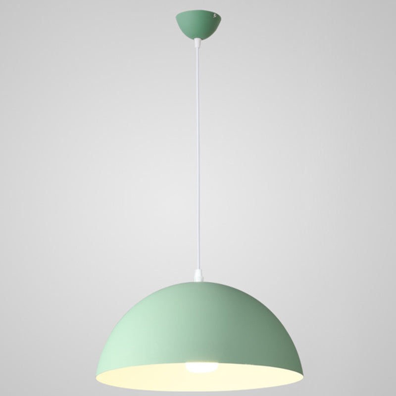 Metal Ribbed Dome Hanging Light 1-Light Nordic Minimalist Style Hanging Lamp for Restaurant Green 16" Clearhalo 'Ceiling Lights' 'Modern Pendants' 'Modern' 'Pendant Lights' 'Pendants' Lighting' 2579720