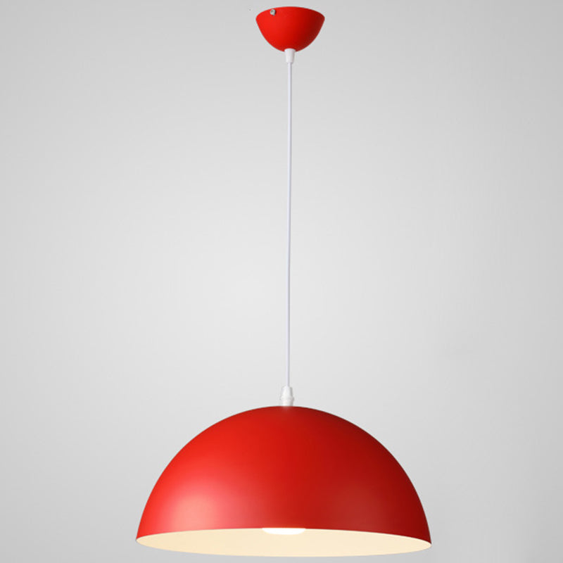 Metal Ribbed Dome Hanging Light 1-Light Nordic Minimalist Style Hanging Lamp for Restaurant Red 16" Clearhalo 'Ceiling Lights' 'Modern Pendants' 'Modern' 'Pendant Lights' 'Pendants' Lighting' 2579722