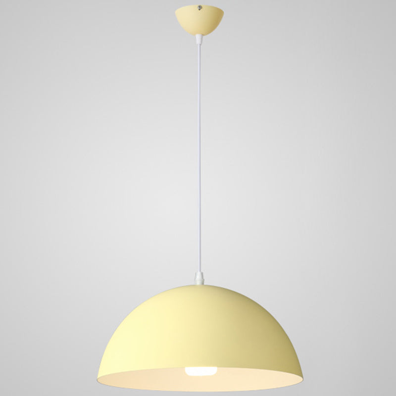 Metal Ribbed Dome Hanging Light 1-Light Nordic Minimalist Style Hanging Lamp for Restaurant Yellow 16" Clearhalo 'Ceiling Lights' 'Modern Pendants' 'Modern' 'Pendant Lights' 'Pendants' Lighting' 2579723