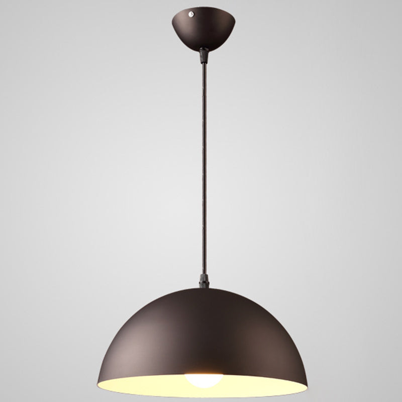 Metal Ribbed Dome Hanging Light 1-Light Nordic Minimalist Style Hanging Lamp for Restaurant Black 16" Clearhalo 'Ceiling Lights' 'Modern Pendants' 'Modern' 'Pendant Lights' 'Pendants' Lighting' 2579725