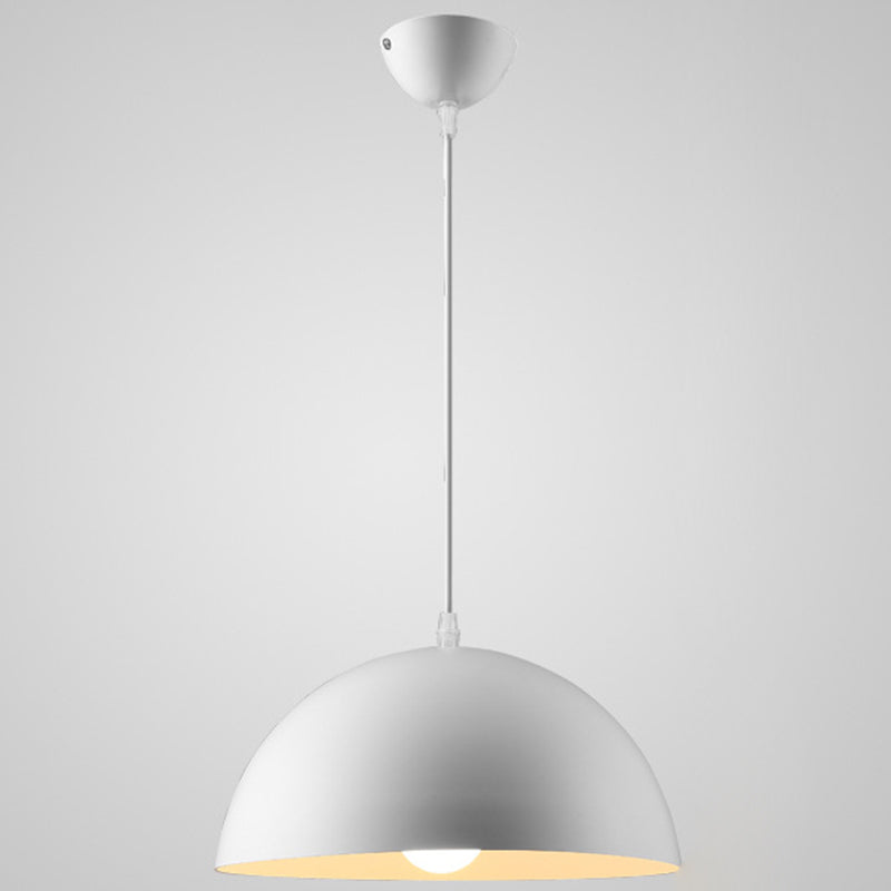 Metal Ribbed Dome Hanging Light 1-Light Nordic Minimalist Style Hanging Lamp for Restaurant White 16" Clearhalo 'Ceiling Lights' 'Modern Pendants' 'Modern' 'Pendant Lights' 'Pendants' Lighting' 2579730