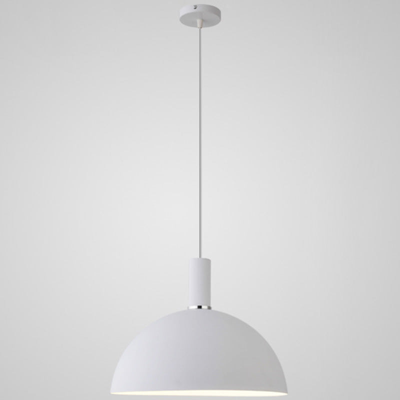 Metal Hemispherical Hanging Light Nordic Style 1 Light Restaurant Ceiling Pendant Lamp White 12" Clearhalo 'Ceiling Lights' 'Modern Pendants' 'Modern' 'Pendant Lights' 'Pendants' Lighting' 2579743