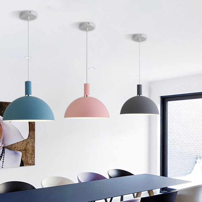 Metal Hemispherical Hanging Light Nordic Style 1 Light Restaurant Ceiling Pendant Lamp Clearhalo 'Ceiling Lights' 'Modern Pendants' 'Modern' 'Pendant Lights' 'Pendants' Lighting' 2579748