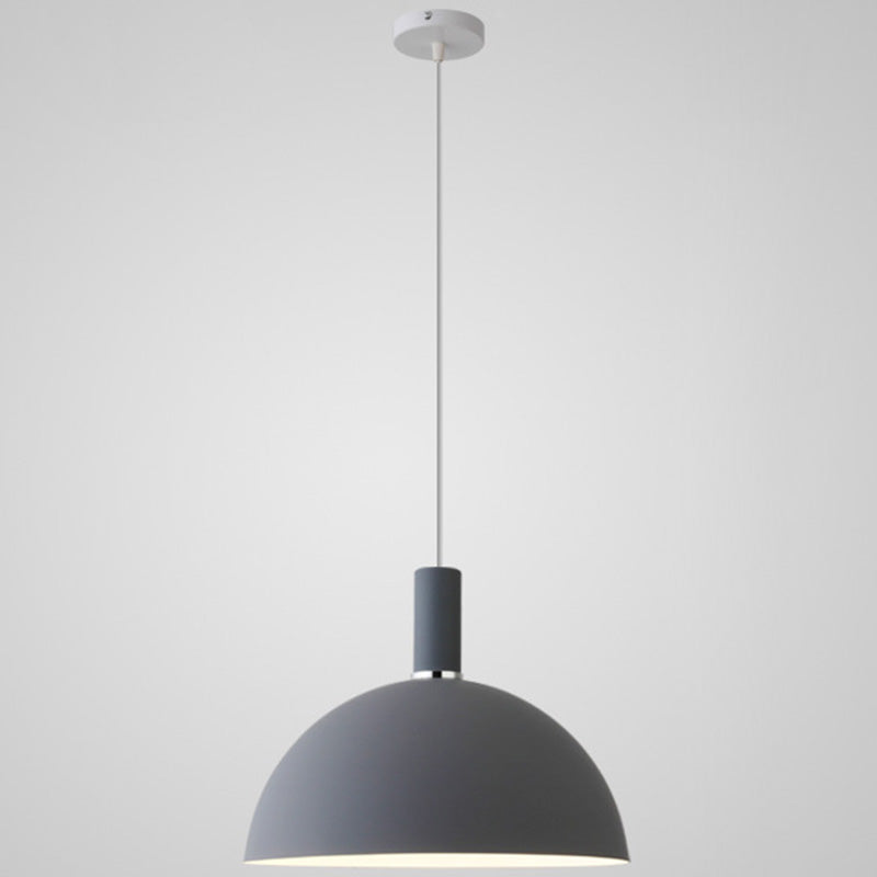 Metal Hemispherical Hanging Light Nordic Style 1 Light Restaurant Ceiling Pendant Lamp Grey 12" Clearhalo 'Ceiling Lights' 'Modern Pendants' 'Modern' 'Pendant Lights' 'Pendants' Lighting' 2579761