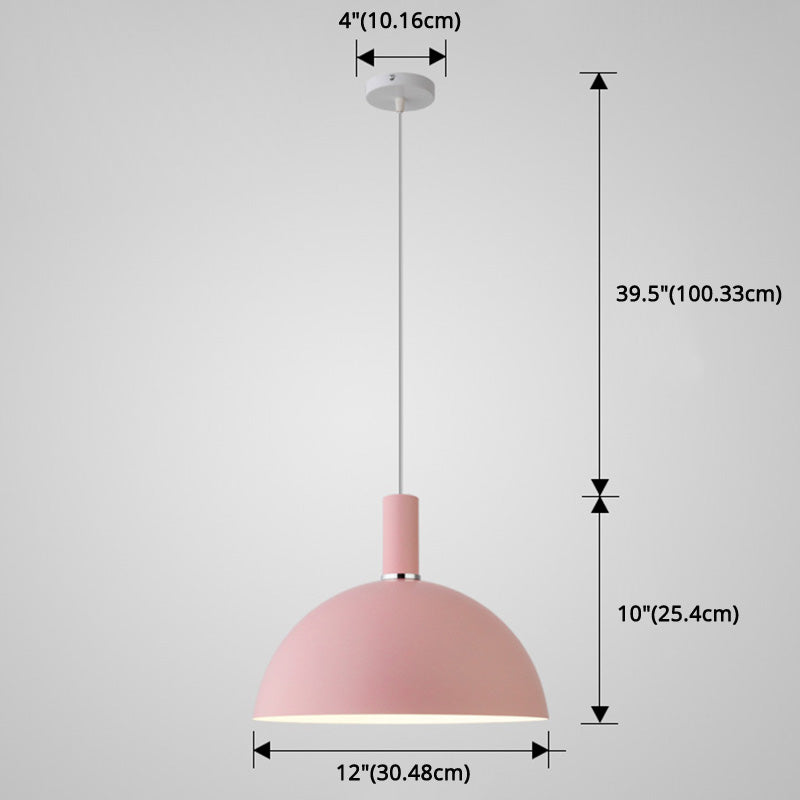 Metal Hemispherical Hanging Light Nordic Style 1 Light Restaurant Ceiling Pendant Lamp Clearhalo 'Ceiling Lights' 'Modern Pendants' 'Modern' 'Pendant Lights' 'Pendants' Lighting' 2579787