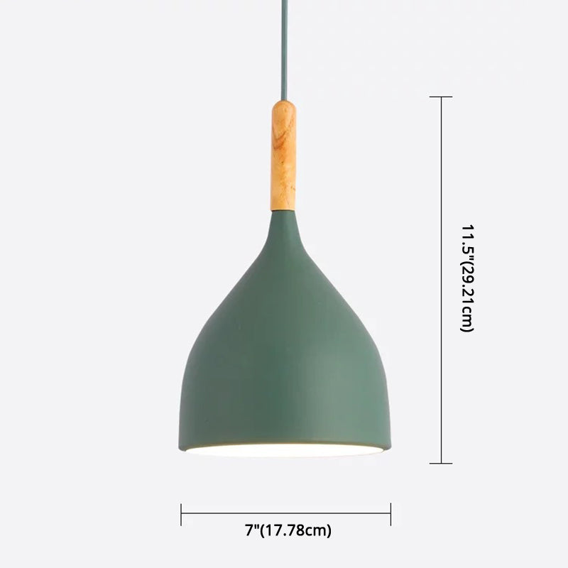 Metal Teardrop Hanging Light Nordic Style 1 Light Restaurant Ceiling Pendant Lamp with Wooden Top Clearhalo 'Ceiling Lights' 'Modern Pendants' 'Modern' 'Pendant Lights' 'Pendants' Lighting' 2579904