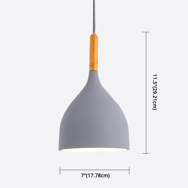Metal Teardrop Hanging Light Nordic Style 1 Light Restaurant Ceiling Pendant Lamp with Wooden Top Clearhalo 'Ceiling Lights' 'Modern Pendants' 'Modern' 'Pendant Lights' 'Pendants' Lighting' 2579908