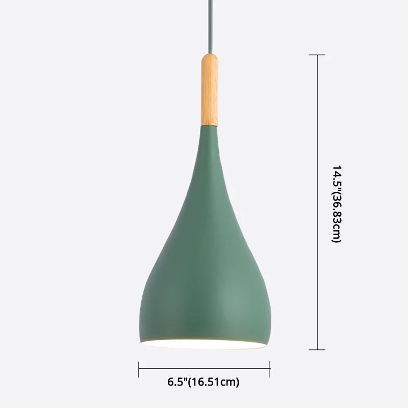 Metal Teardrop Hanging Light Nordic Style 1 Light Restaurant Ceiling Pendant Lamp with Wooden Top Clearhalo 'Ceiling Lights' 'Modern Pendants' 'Modern' 'Pendant Lights' 'Pendants' Lighting' 2579910
