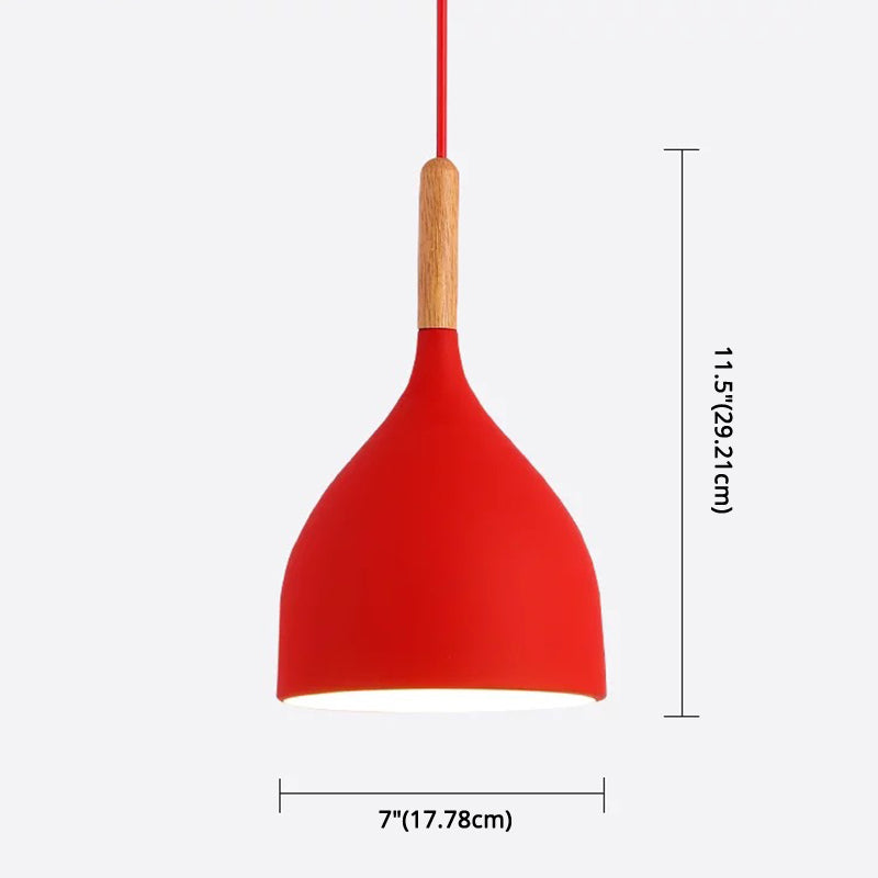 Metal Teardrop Hanging Light Nordic Style 1 Light Restaurant Ceiling Pendant Lamp with Wooden Top Clearhalo 'Ceiling Lights' 'Modern Pendants' 'Modern' 'Pendant Lights' 'Pendants' Lighting' 2579913