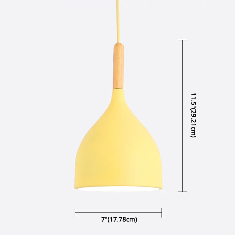 Metal Teardrop Hanging Light Nordic Style 1 Light Restaurant Ceiling Pendant Lamp with Wooden Top Clearhalo 'Ceiling Lights' 'Modern Pendants' 'Modern' 'Pendant Lights' 'Pendants' Lighting' 2579914