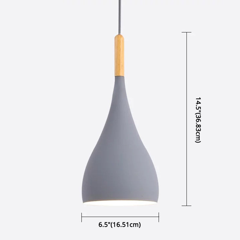 Metal Teardrop Hanging Light Nordic Style 1 Light Restaurant Ceiling Pendant Lamp with Wooden Top Clearhalo 'Ceiling Lights' 'Modern Pendants' 'Modern' 'Pendant Lights' 'Pendants' Lighting' 2579916