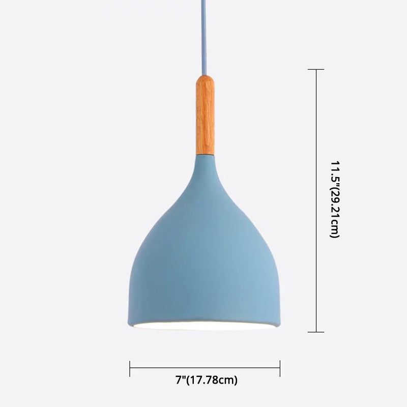 Metal Teardrop Hanging Light Nordic Style 1 Light Restaurant Ceiling Pendant Lamp with Wooden Top Clearhalo 'Ceiling Lights' 'Modern Pendants' 'Modern' 'Pendant Lights' 'Pendants' Lighting' 2579917