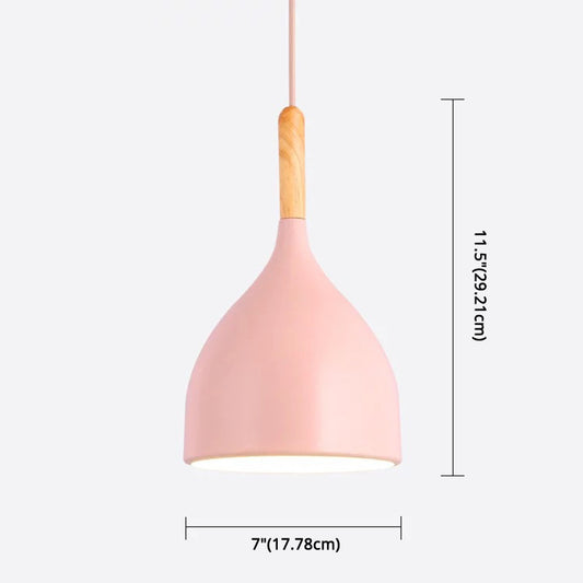 Metal Teardrop Hanging Light Nordic Style 1 Light Restaurant Ceiling Pendant Lamp with Wooden Top Clearhalo 'Ceiling Lights' 'Modern Pendants' 'Modern' 'Pendant Lights' 'Pendants' Lighting' 2579918