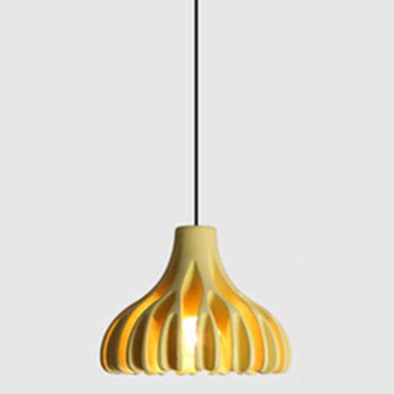 1-Light Coral line Shade Pendant Lamp Nordic Modern Style Resin Hanging Lamp for Dining Room Yellow Clearhalo 'Ceiling Lights' 'Modern Pendants' 'Modern' 'Pendant Lights' 'Pendants' Lighting' 2579925