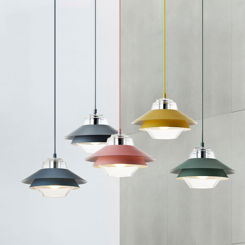 1 Light Layered Concentric Tiers Shade Pendant Lamp Nordic Style Metal Hanging Lamp Clearhalo 'Ceiling Lights' 'Modern Pendants' 'Modern' 'Pendant Lights' 'Pendants' Lighting' 2579955