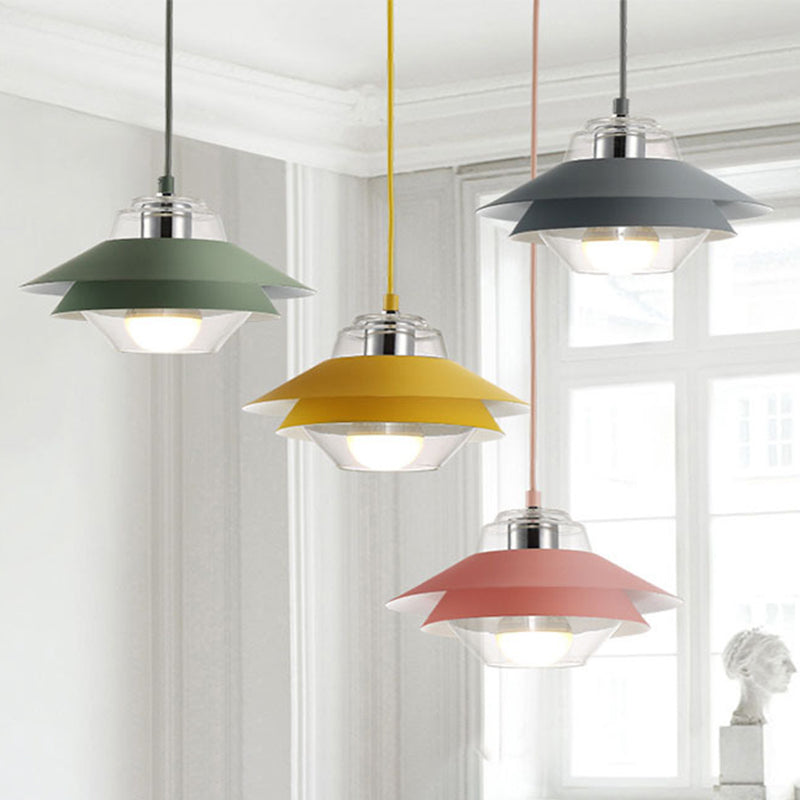1 Light Layered Concentric Tiers Shade Pendant Lamp Nordic Style Metal Hanging Lamp Clearhalo 'Ceiling Lights' 'Modern Pendants' 'Modern' 'Pendant Lights' 'Pendants' Lighting' 2579958