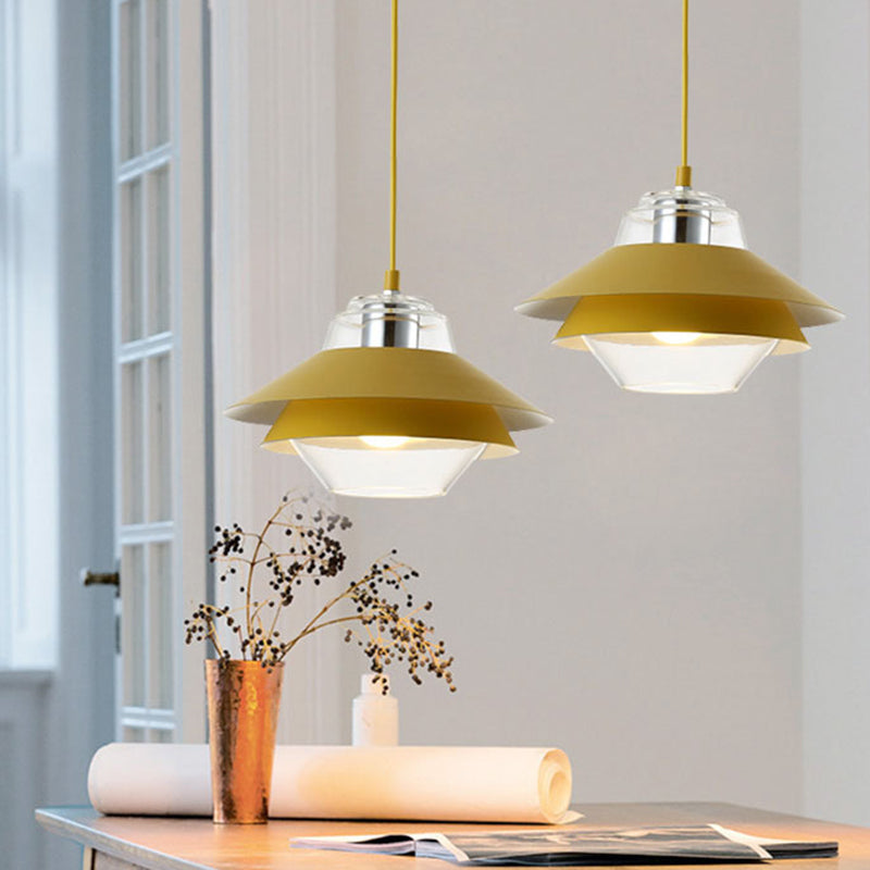 1 Light Layered Concentric Tiers Shade Pendant Lamp Nordic Style Metal Hanging Lamp Clearhalo 'Ceiling Lights' 'Modern Pendants' 'Modern' 'Pendant Lights' 'Pendants' Lighting' 2579960