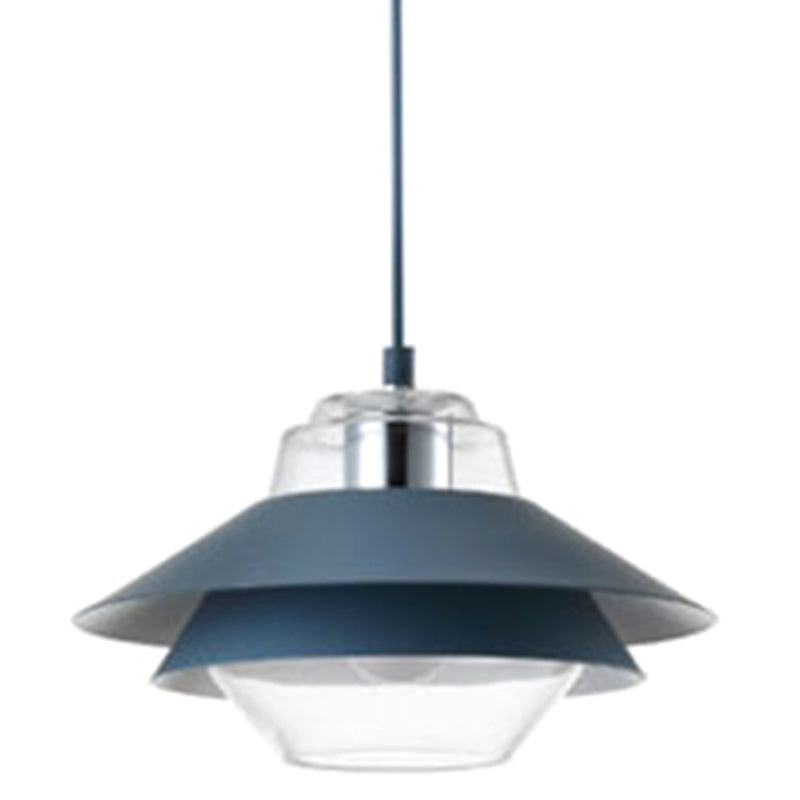 1 Light Layered Concentric Tiers Shade Pendant Lamp Nordic Style Metal Hanging Lamp Blue Clearhalo 'Ceiling Lights' 'Modern Pendants' 'Modern' 'Pendant Lights' 'Pendants' Lighting' 2579964