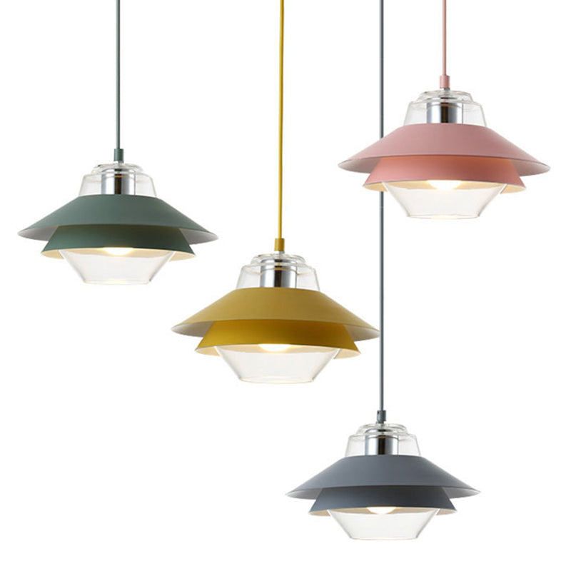 1 Light Layered Concentric Tiers Shade Pendant Lamp Nordic Style Metal Hanging Lamp Clearhalo 'Ceiling Lights' 'Modern Pendants' 'Modern' 'Pendant Lights' 'Pendants' Lighting' 2579967