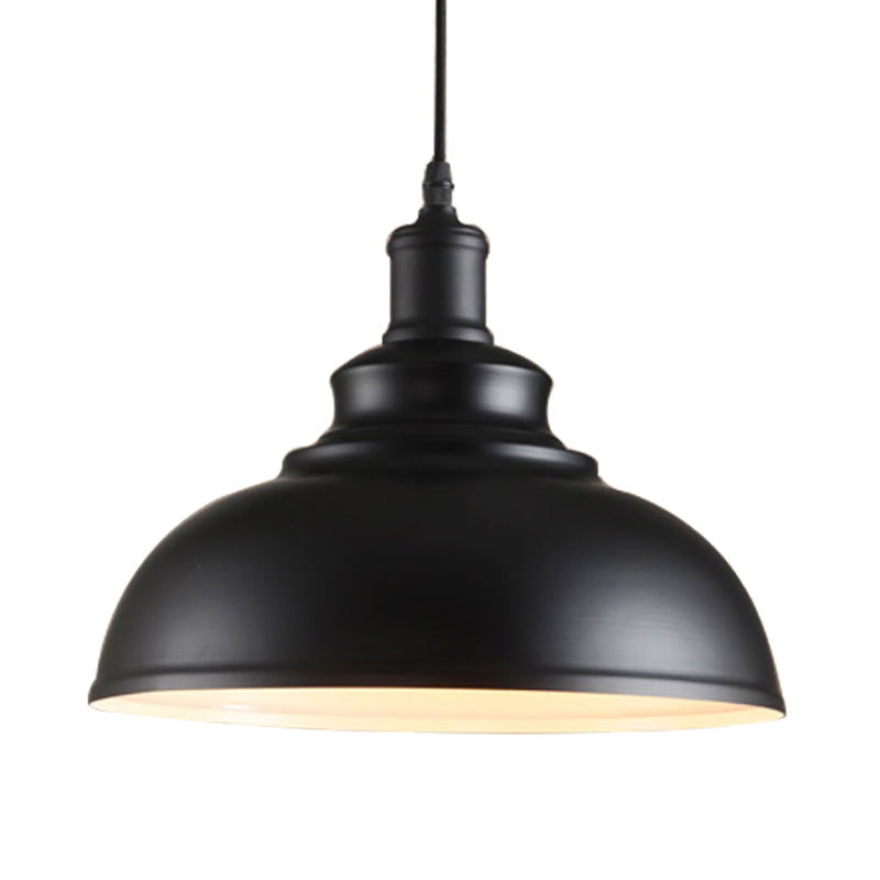 Black/Gray 1 Bulb Hanging Fixture Retro Metal Dome Shade Ceiling Pendant with Adjustable Cord, 12"/14"/16" W Clearhalo 'Art Deco Pendants' 'Black' 'Cast Iron' 'Ceiling Lights' 'Ceramic' 'Crystal' 'Industrial Pendants' 'Industrial' 'Metal' 'Middle Century Pendants' 'Pendant Lights' 'Pendants' 'Rustic Pendants' 'Tiffany' Lighting' 2580