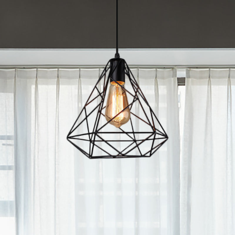 Diamond Shade Hanging Lighting Farmhouse Style Metal 1 Light Kitchen ...