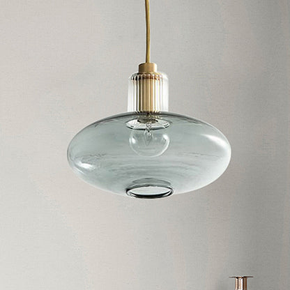 Oval Hanging Lamp Kit Modern Smoke Gray Glass 1 Head Brass Pendant Light Fixture Smoke Gray Clearhalo 'Ceiling Lights' 'Glass shade' 'Glass' 'Modern Pendants' 'Modern' 'Pendant Lights' 'Pendants' Lighting' 258060