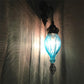 Traditional Teardrop Sconce Black/White/Light Blue Glass 1 Head Wall Mounted Lamp with Carved Metal Arm Light Blue Clearhalo 'Wall Lamps & Sconces' 'Wall Lights' Lighting' 258628
